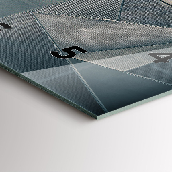 Ceas pătrat de perete din sticlă Triunghiuri abstracte metalice