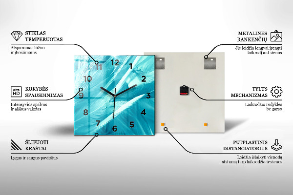Ceas pătrat de perete din sticlă Triunghiuri abstracte metalice