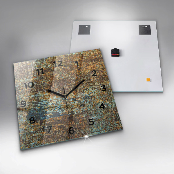 Ceas pătrat de perete din sticlă Textura metalică veche