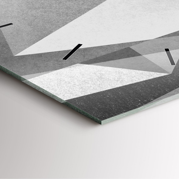 Ceas pătrat de perete din sticlă Abstracție geometrică gri