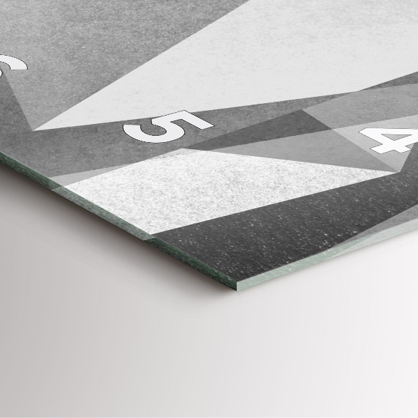 Ceas pătrat de perete din sticlă Abstracție geometrică gri