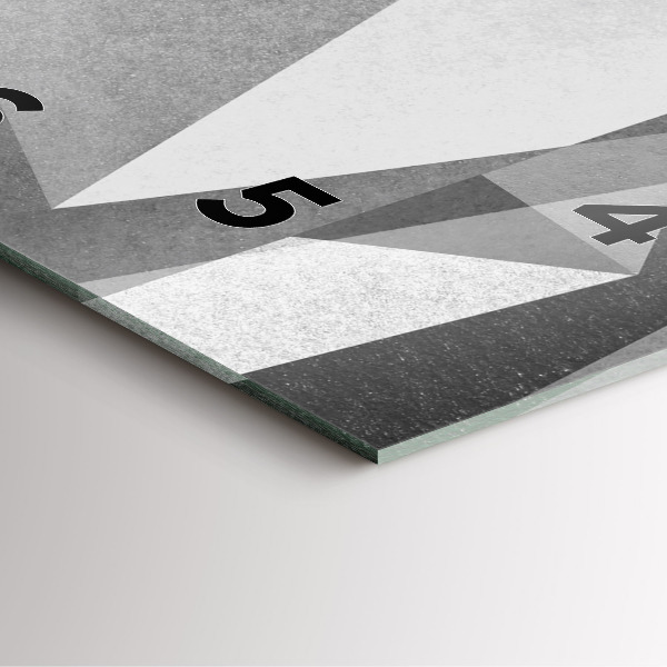 Ceas pătrat de perete din sticlă Abstracție geometrică gri