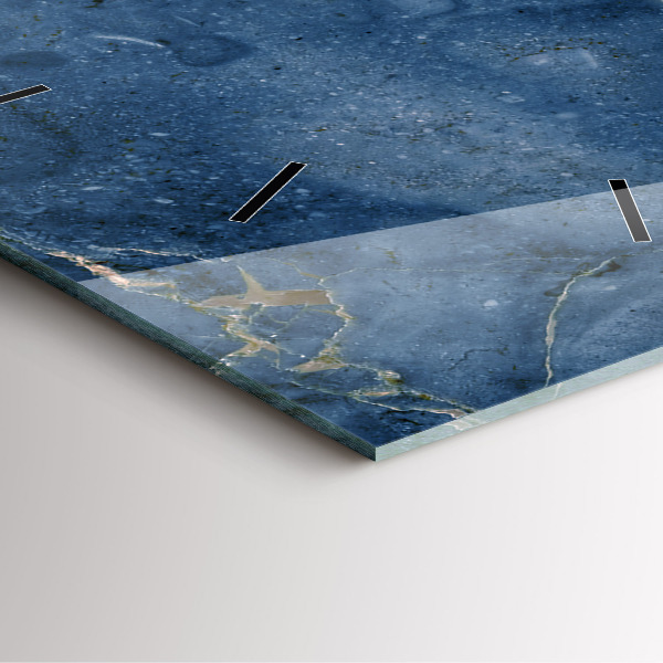 Ceas pătrat de perete din sticlă Textura marmură albastră