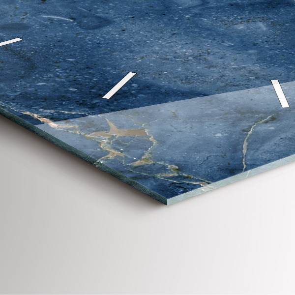 Ceas pătrat de perete din sticlă Textura marmură albastră