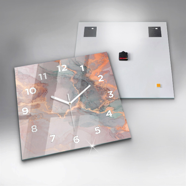 Ceas pătrat de perete din sticlă Textura marmură