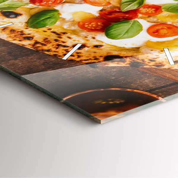 Ceas pătrat de perete din sticlă pizza italiană