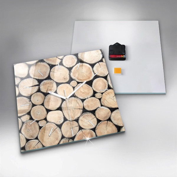 Ceas pătrat de perete din sticlă Tăiați cioturile de copac