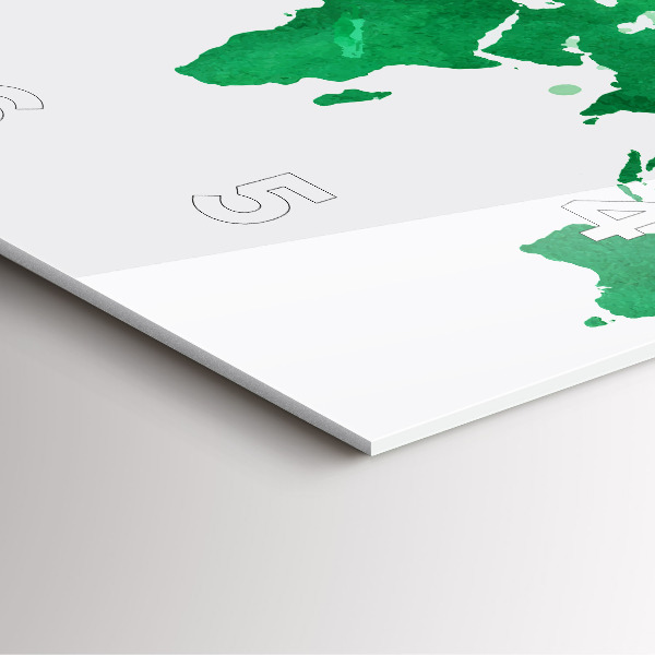 Ceas pătrat de perete din sticlă Harta verde a lumii