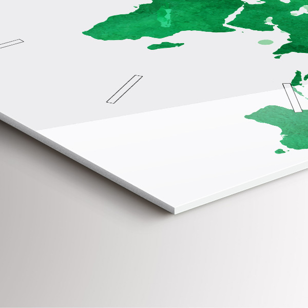 Ceas pătrat de perete din sticlă Harta verde a lumii