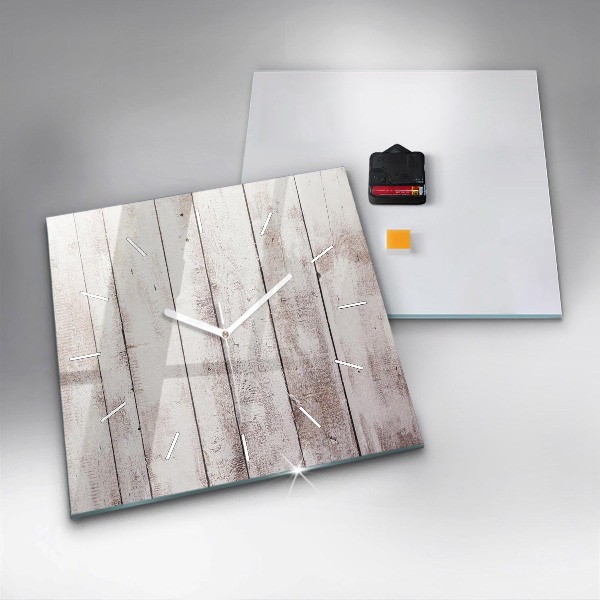 Ceas pătrat de perete din sticlă Scânduri din lemn strălucitor