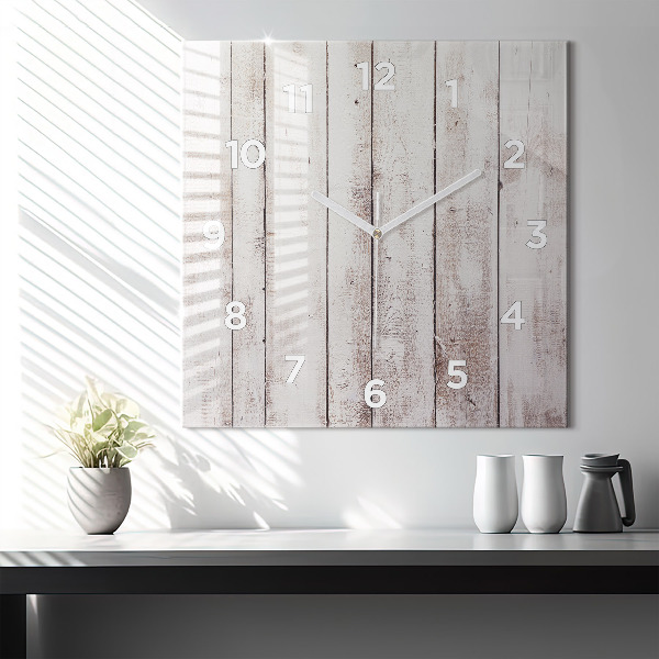 Ceas pătrat de perete din sticlă Scânduri din lemn strălucitor
