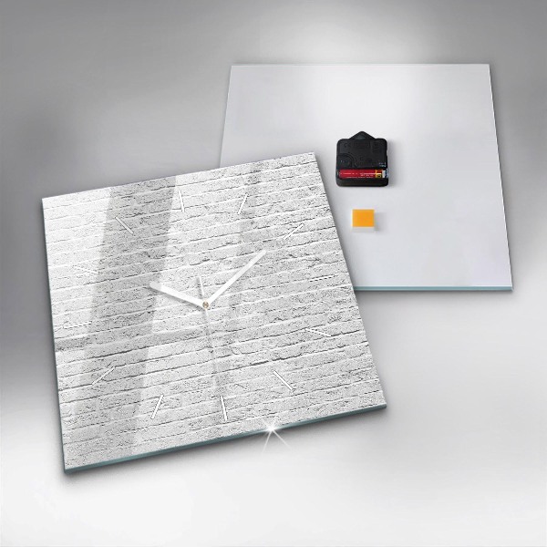 Ceas pătrat de perete din sticlă Un zid de cărămizi ușoare
