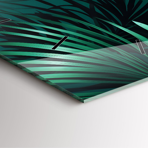 Ceas pătrat de perete din sticlă Frunze tropicale