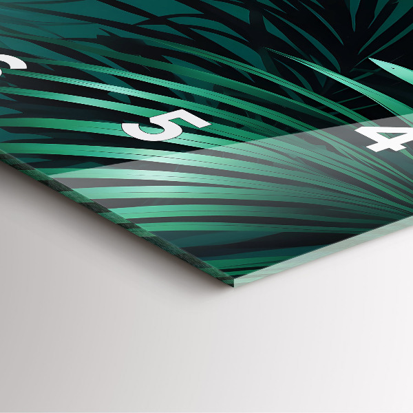 Ceas pătrat de perete din sticlă Frunze tropicale