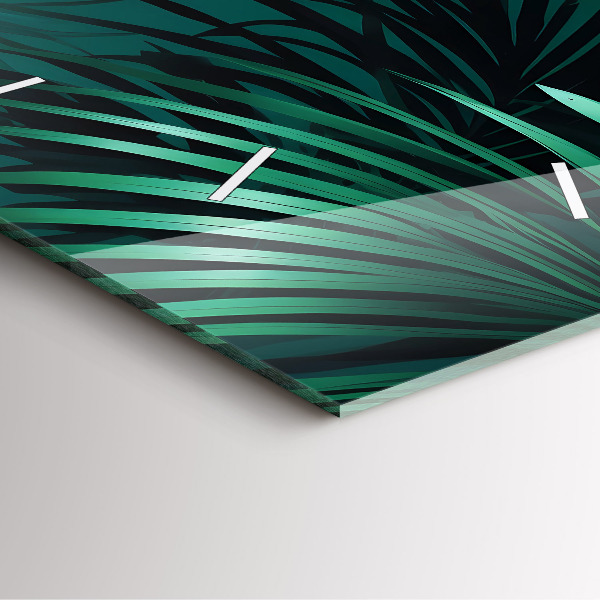 Ceas pătrat de perete din sticlă Frunze tropicale