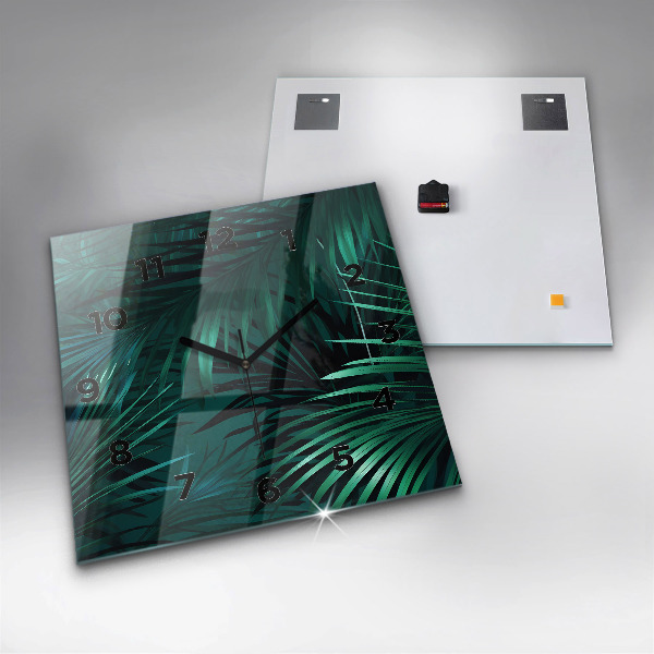 Ceas pătrat de perete din sticlă Frunze tropicale
