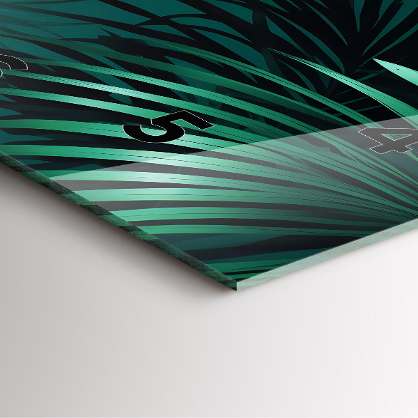 Ceas pătrat de perete din sticlă Frunze tropicale