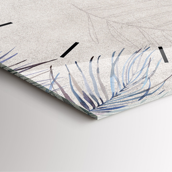 Ceas pătrat de perete din sticlă Frunza de palmier