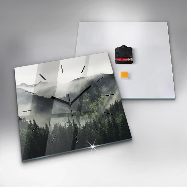 Ceas pătrat de perete din sticlă Peisaj forestier