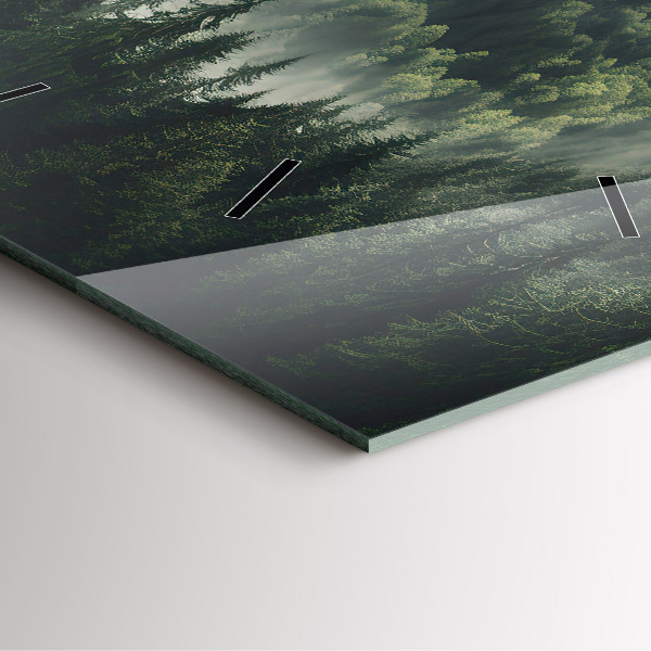 Ceas pătrat de perete din sticlă Peisaj forestier