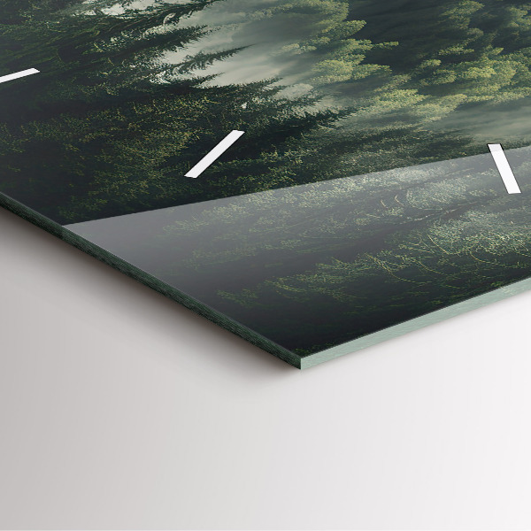 Ceas pătrat de perete din sticlă Peisaj forestier