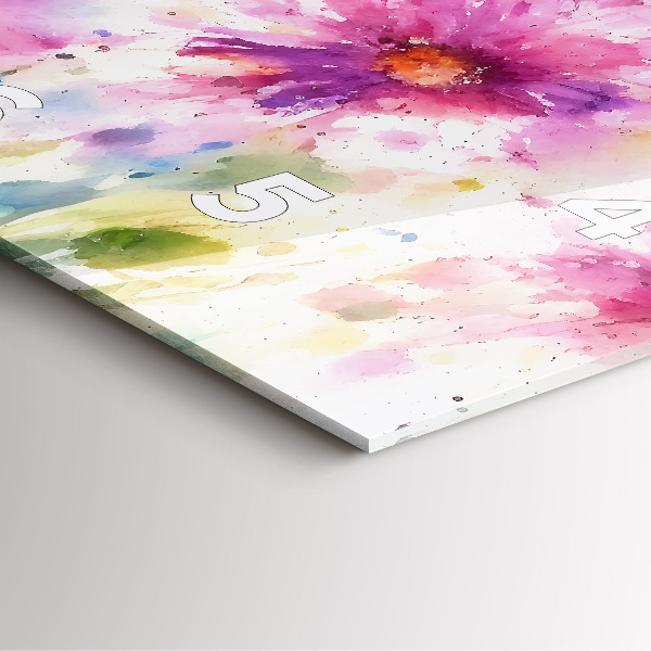 Ceas pătrat de perete din sticlă Flori pictate