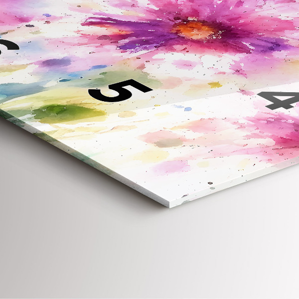 Ceas pătrat de perete din sticlă Flori pictate