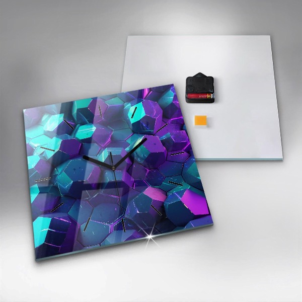 Ceas pătrat de perete din sticlă Figuri geometrice