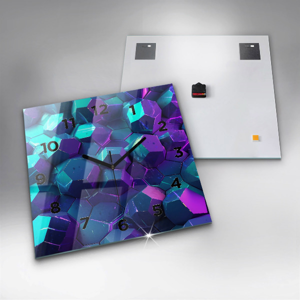 Ceas pătrat de perete din sticlă Figuri geometrice