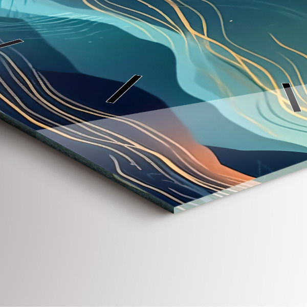 Ceas pătrat de perete din sticlă Peisaj montan