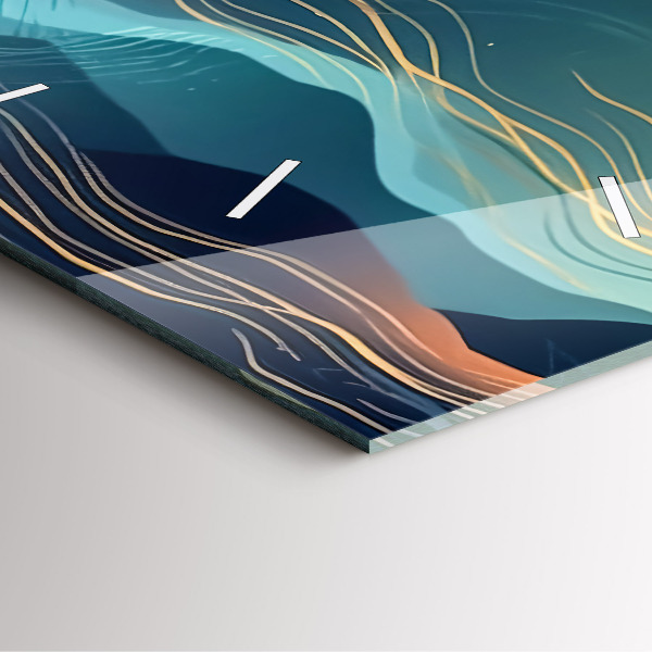 Ceas pătrat de perete din sticlă Peisaj montan