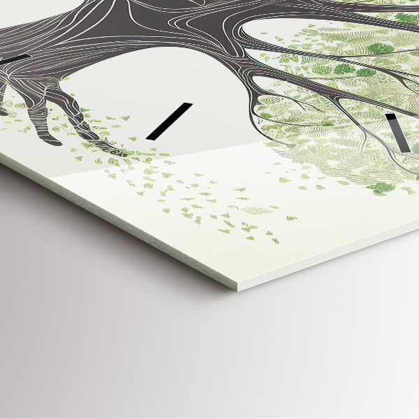 Ceas pătrat de perete din sticlă Mare copac natural