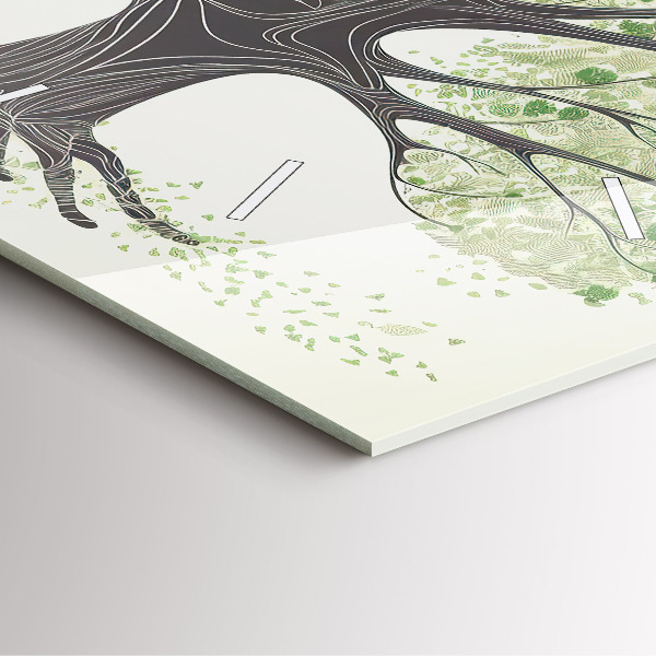 Ceas pătrat de perete din sticlă Mare copac natural