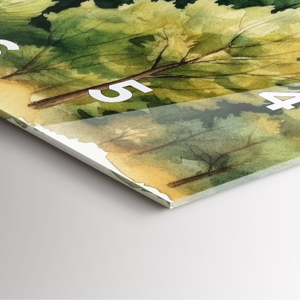 Ceas pătrat de perete din sticlă Peisaj forestier