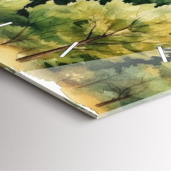 Ceas pătrat de perete din sticlă Peisaj forestier