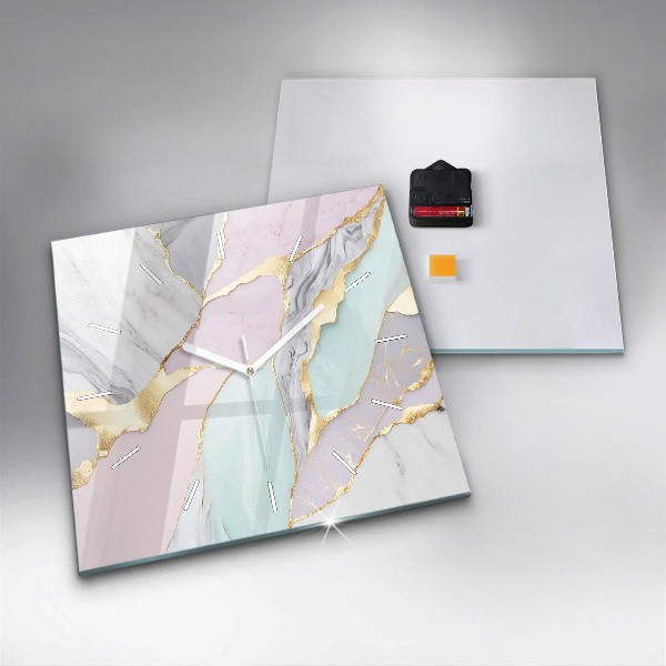 Ceas pătrat de perete din sticlă Model de marmură