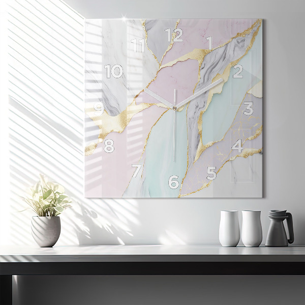 Ceas pătrat de perete din sticlă Model de marmură