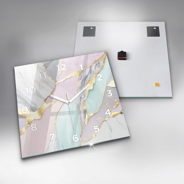 Ceas pătrat de perete din sticlă Model de marmură