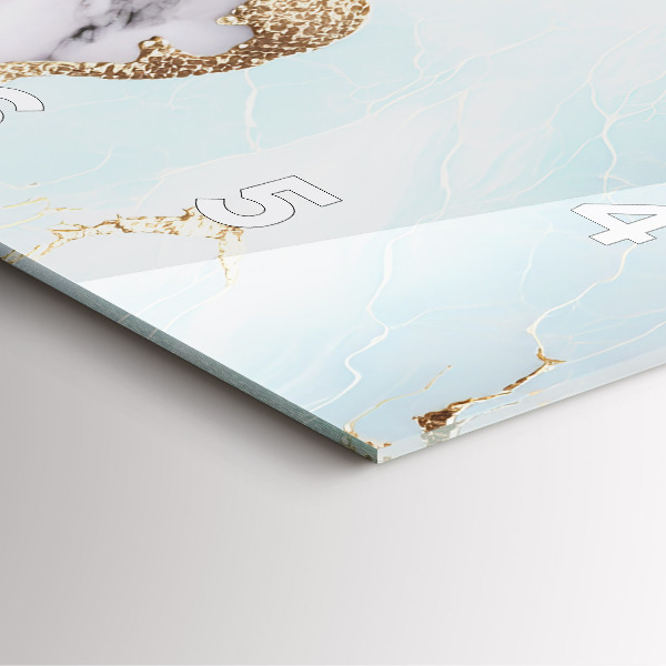 Ceas pătrat de perete din sticlă Marmură pastel