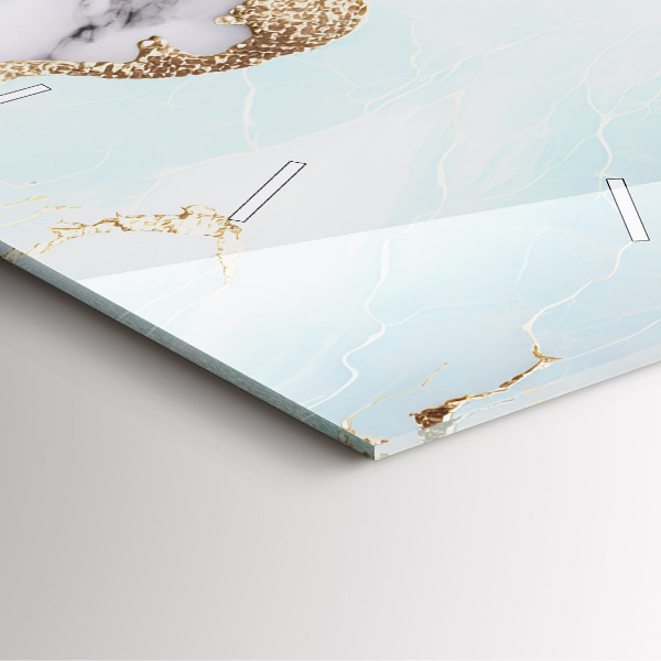 Ceas pătrat de perete din sticlă Marmură pastel