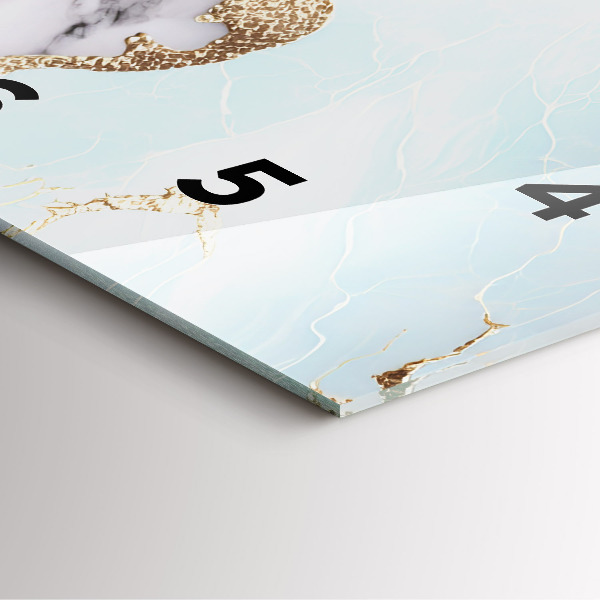 Ceas pătrat de perete din sticlă Marmură pastel