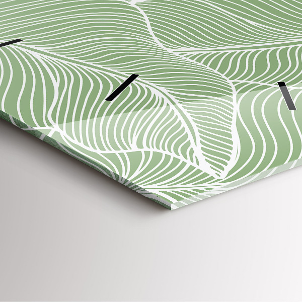 Ceas pătrat de perete din sticlă Modelul frunzelor naturii