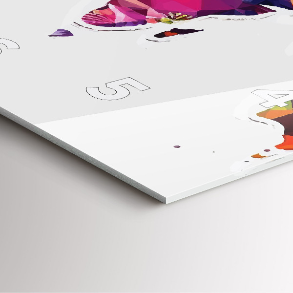 Ceas pătrat de perete din sticlă Harta lumii triunghiuri