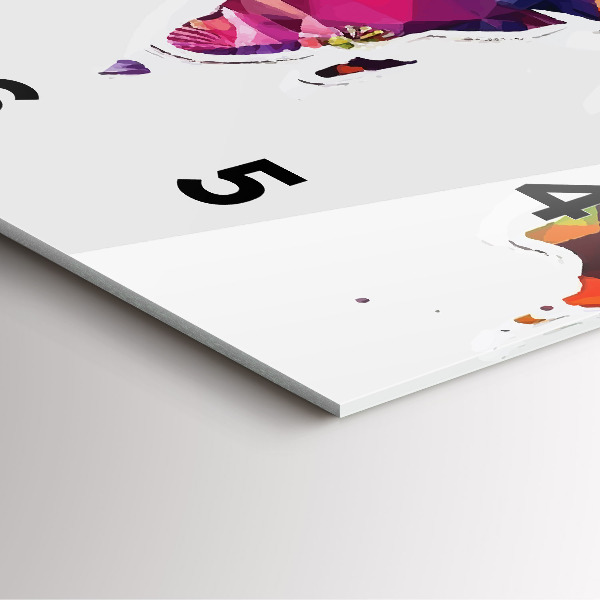 Ceas pătrat de perete din sticlă Harta lumii triunghiuri