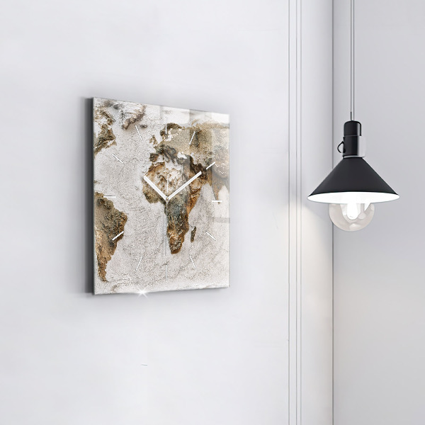 Ceas pătrat de perete din sticlă Harta lumii vechi