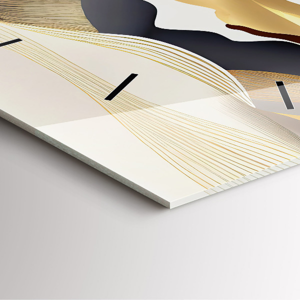 Ceas pătrat de perete din sticlă Munți de aur abstracti