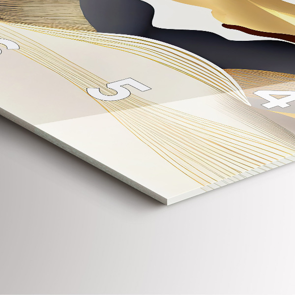 Ceas pătrat de perete din sticlă Munți de aur abstracti