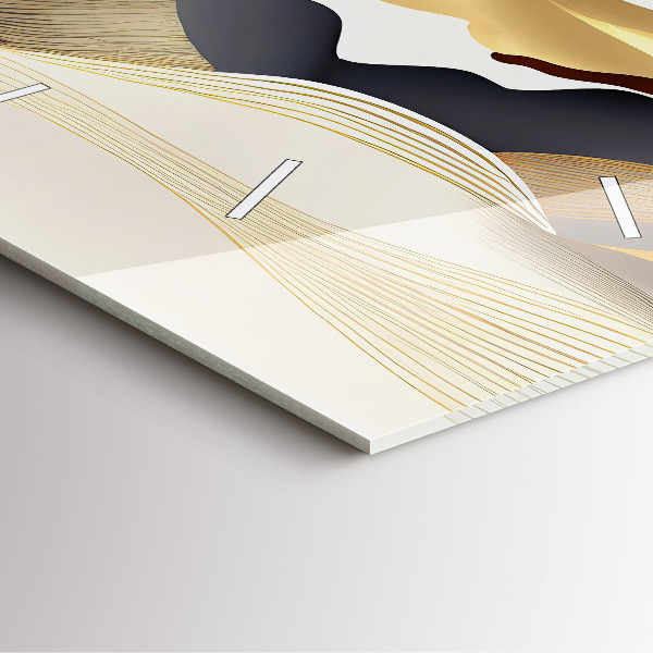 Ceas pătrat de perete din sticlă Munți de aur abstracti