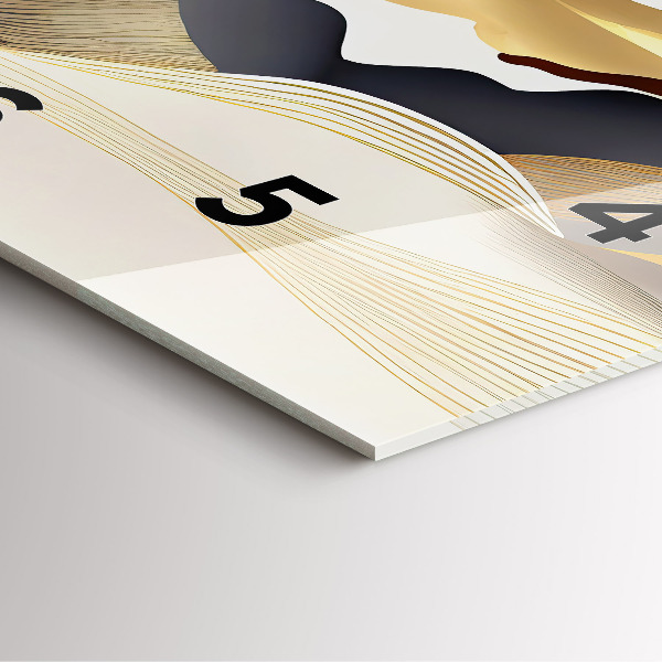 Ceas pătrat de perete din sticlă Munți de aur abstracti