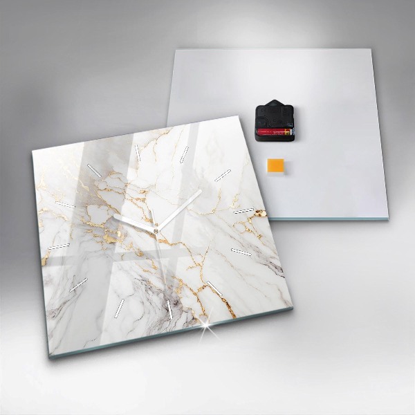 Ceas pătrat de perete din sticlă Marmură decorativă